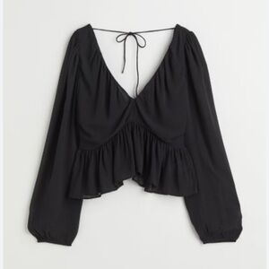 H&M V Neck Peplum Blouse, Size XL